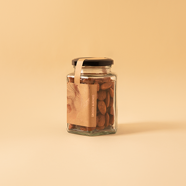 savoury, crunchy, Californian almonds flavored with beautiful undertones of hickory wood