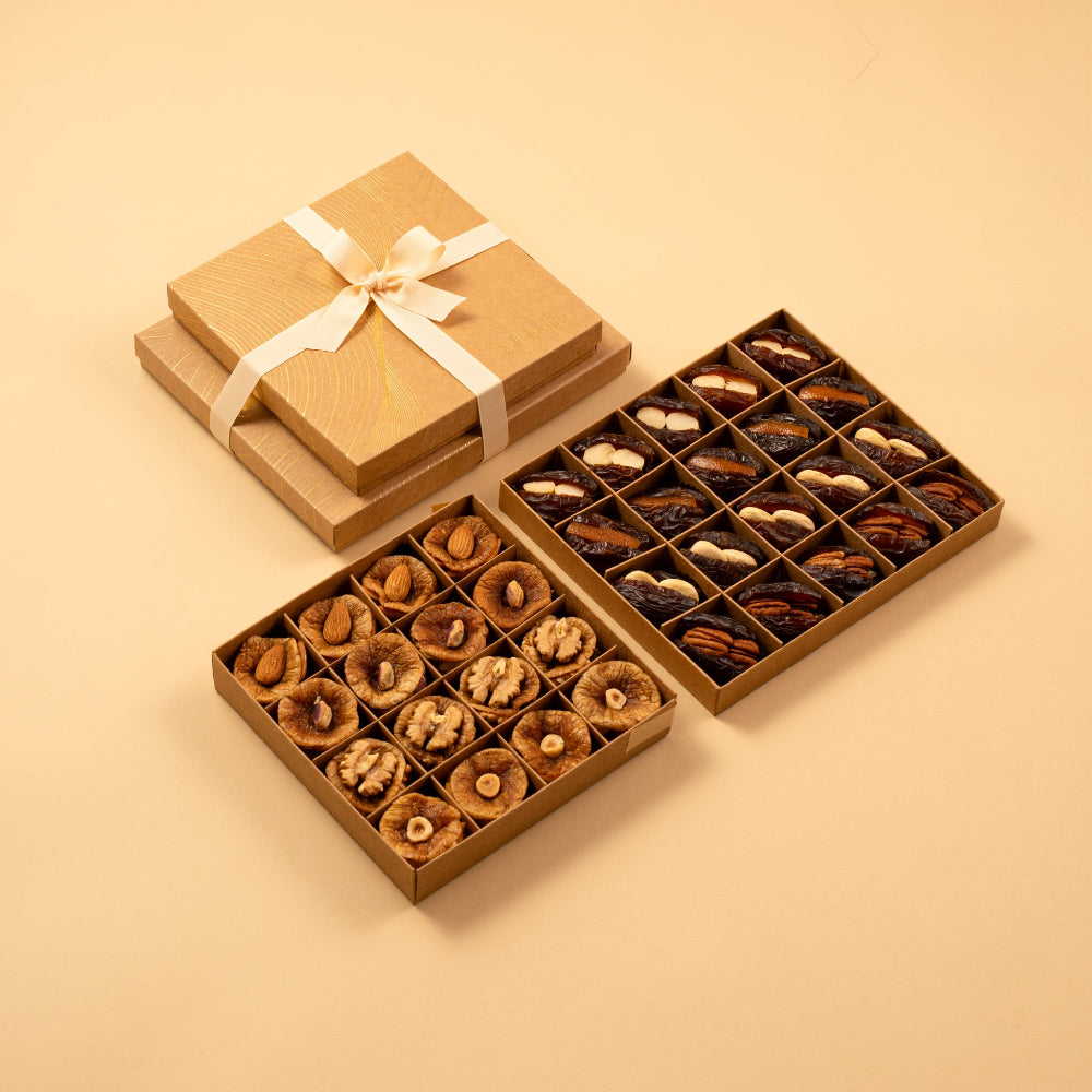 Assorted dates and figs stuffed with roasted nuts