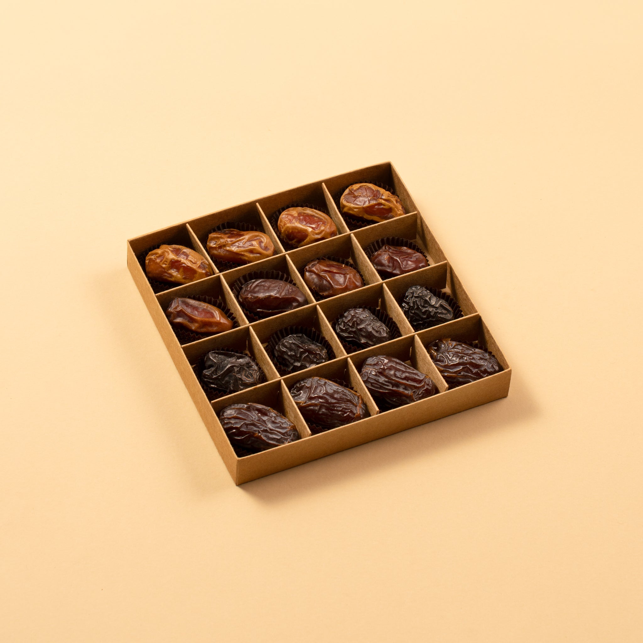 Four varieties of dates - Ajwa, Khidri, Medjool and Sagai