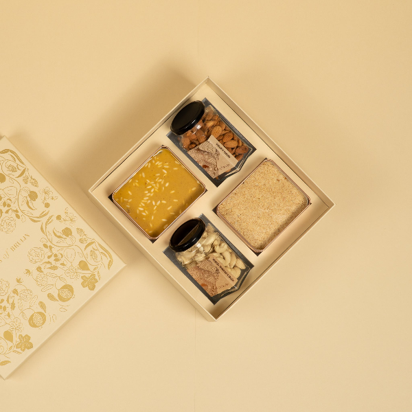 A complete gift box that houses our popular tin Specials along with two large-pack sized savoury nuts.
