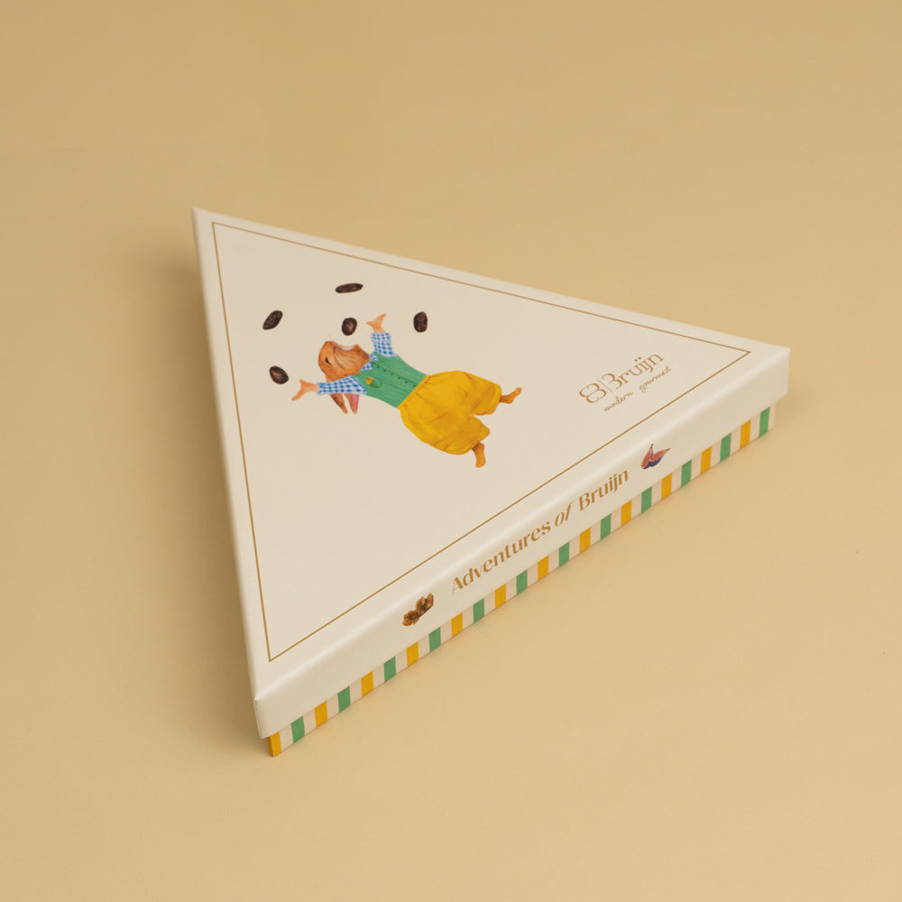 Triangular box with Aiman rabbit character on a beige background