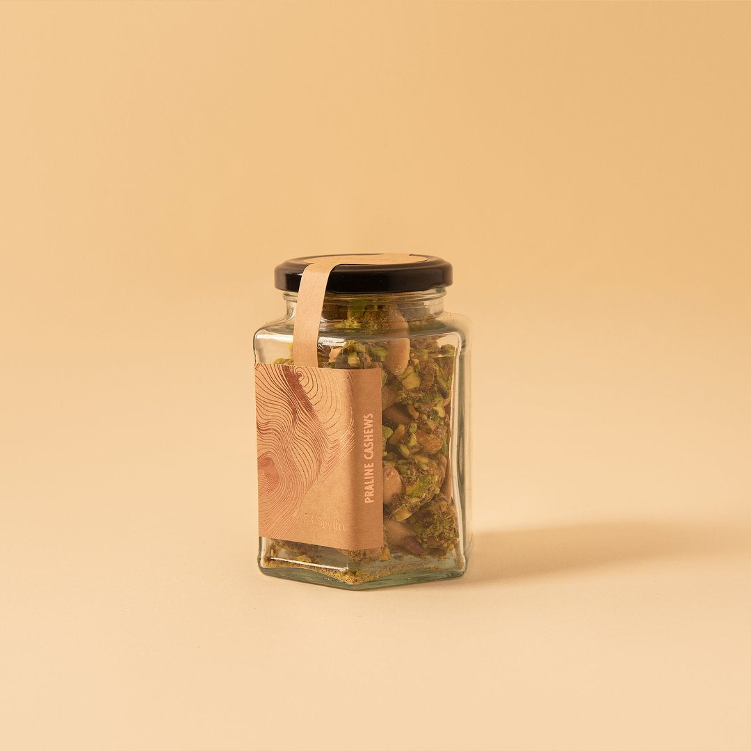 Praline Cashews in 200g jars