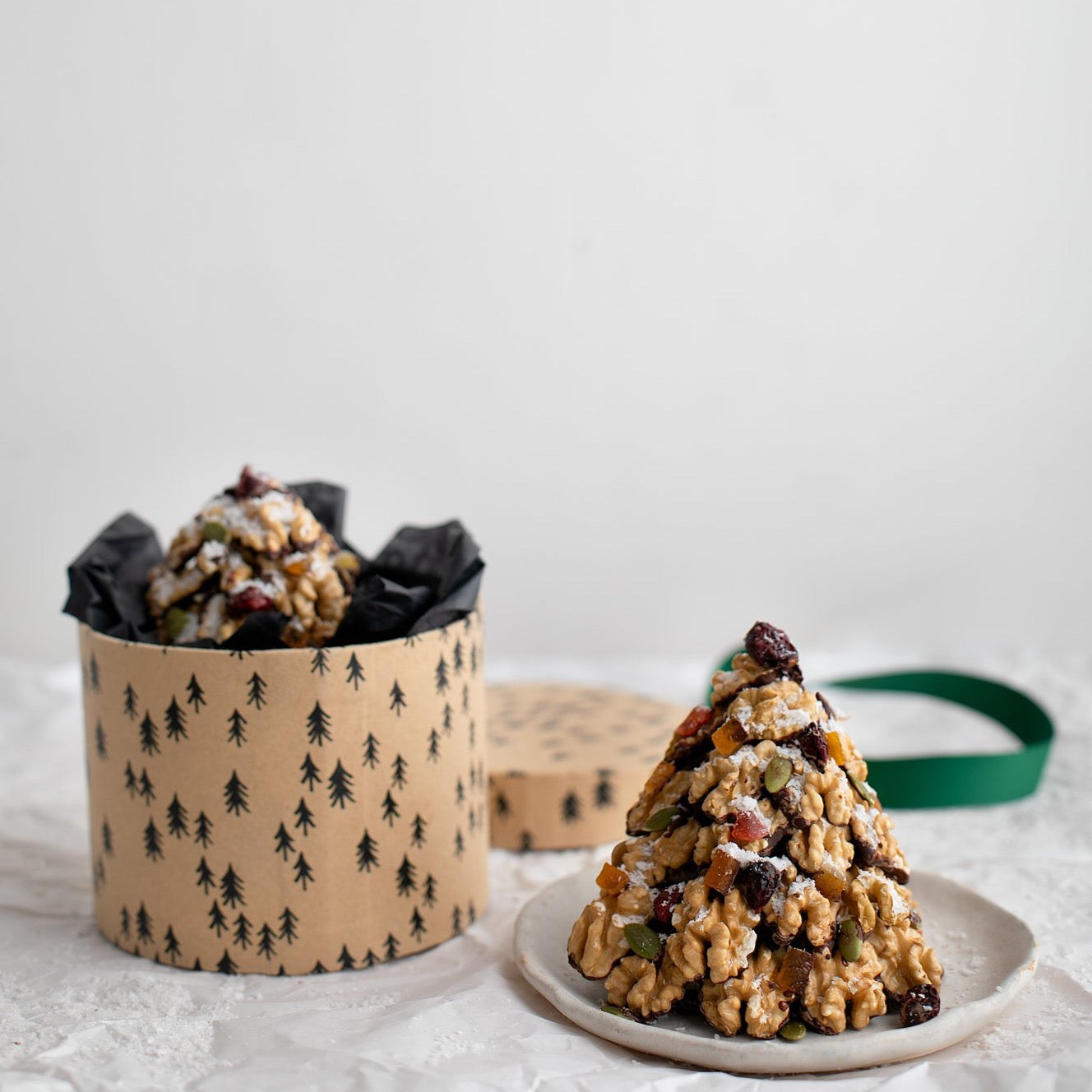 Edible Christmas Tree with dried fruits and chocolate