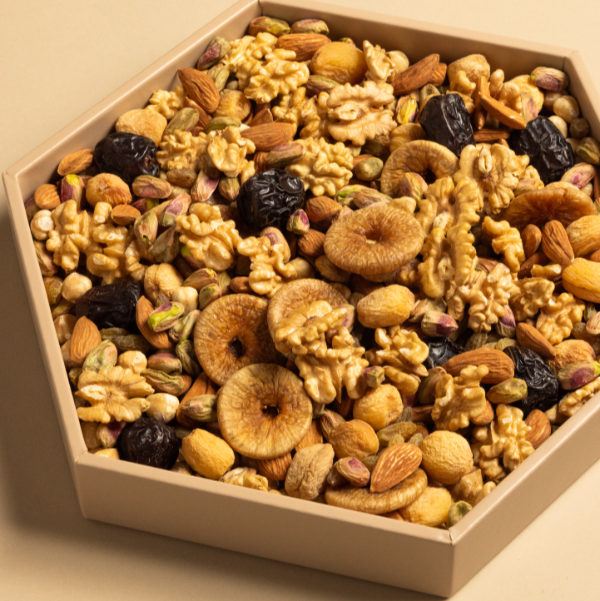 Hexagon tray - Dry fruits and nuts Gifting
