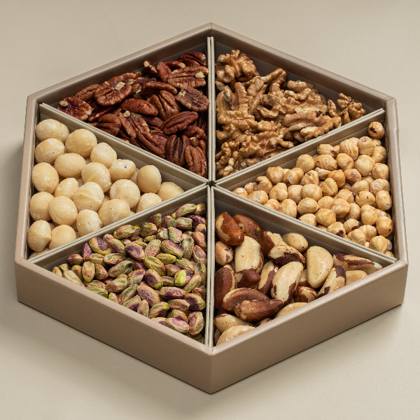 Exotic_Nuts_Tray_800g Gifting Macadamia Pecans Walnuts Hazelnuts Brazil nuts pistachios