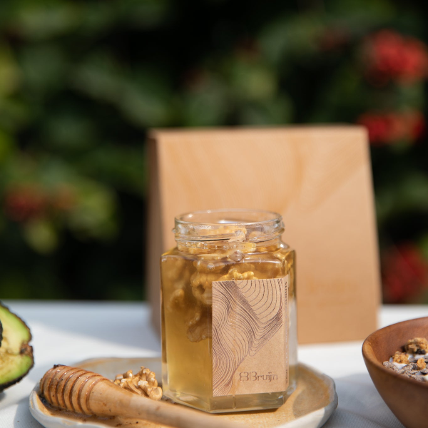 Raw Acacia honey and walnuts   