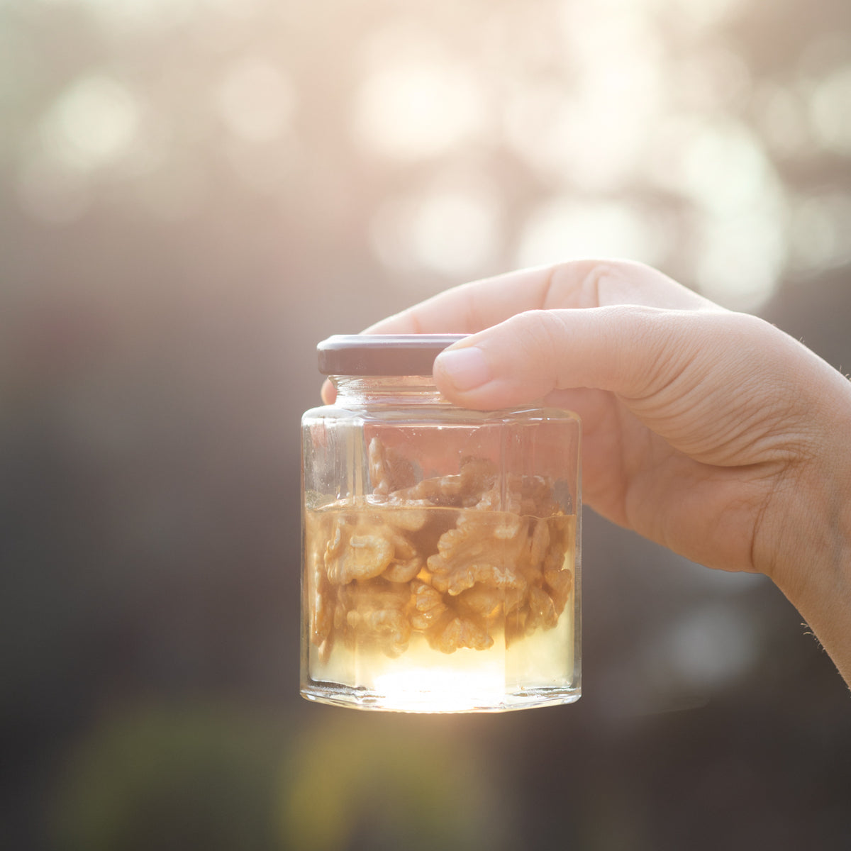 Raw Acacia honey and walnuts  