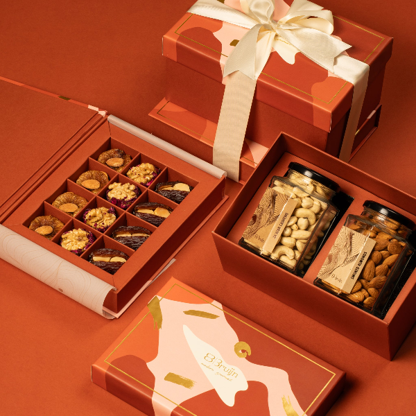 Tower of joy - Abundance box + Dual Box | Savoury Almonds & Cashews + Figs + Dates and walnuts